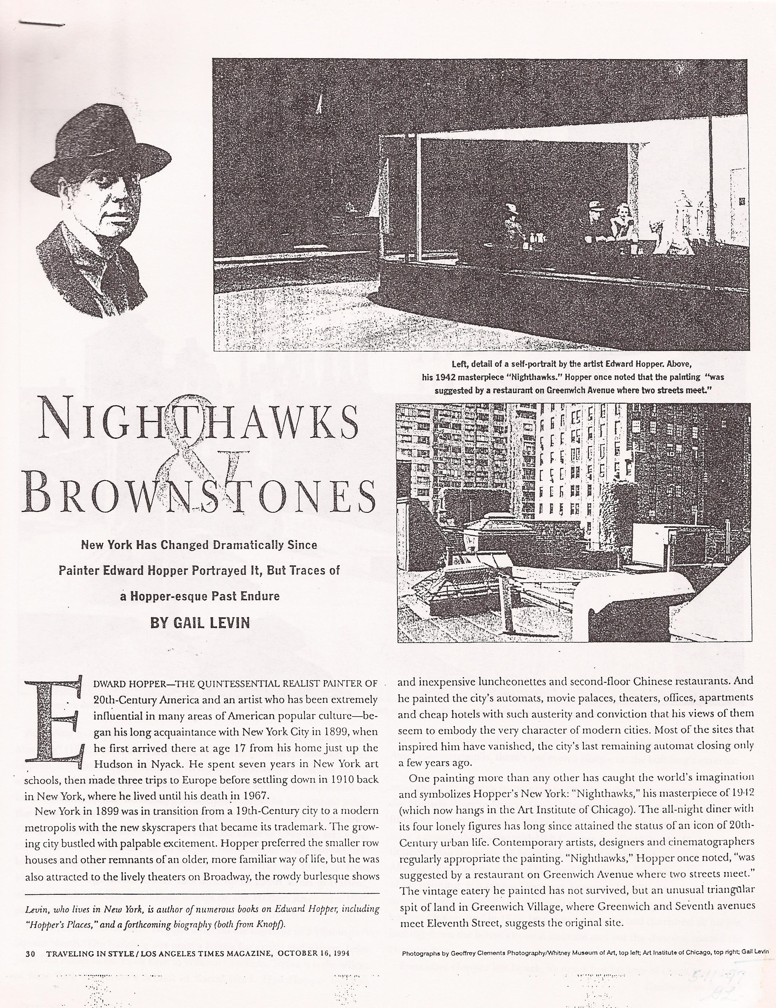 Nighthawks and Brownstones 1994 Cover